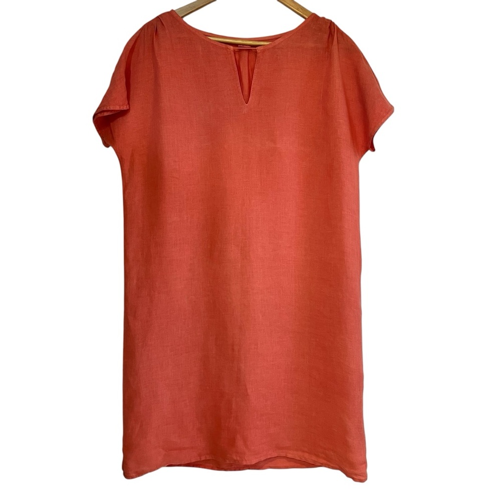 120% Lino linen short sleeve lightweight shift dress size 44 excellent condition